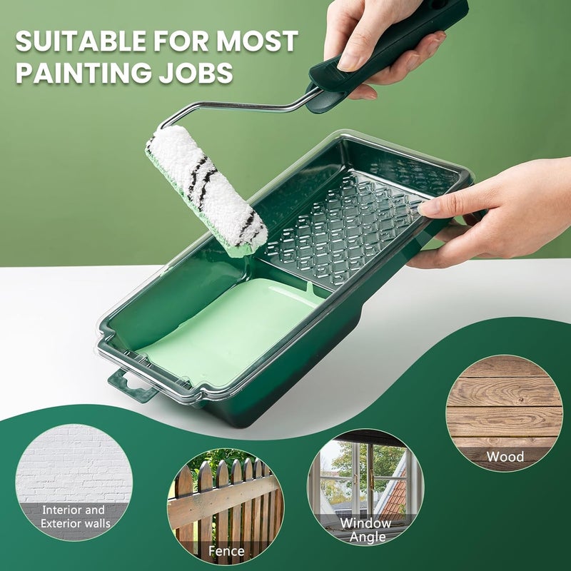CoatPro Twools Paint Roller Kit, 15 Pcs 4 Inch Small Roller, Paint Tray, Paint Tray Liners and Paint Roller Frame, Home Improvement Paint Supplies, Mini Paint Rollers for Painting Walls - Image 2
